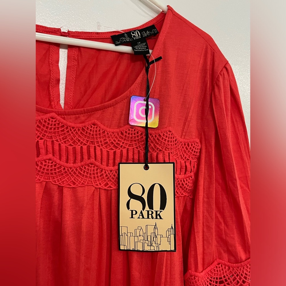 80 Park Crochet Trim Women's Top, size 2X, new - Picture 3 of 8